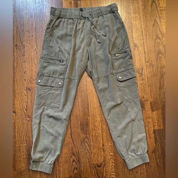 Banana Republic- 100% Lyocell cargo joggers elastic waist drawstring steel green - Picture 11 of 15